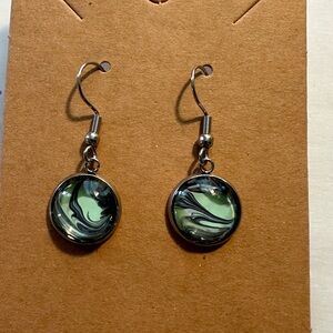 Elegant Green Swirl Earrings